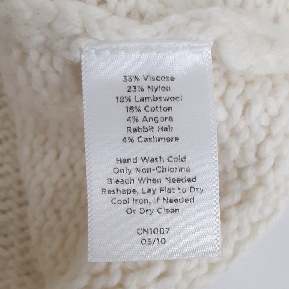 Talbots Fisherman Sweater Cream Womens 2 Cashmere Angora Wool - Picture 6 of 10